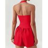 imageAJISAI Halter Athletic Romper with Shorts Workout Outfits with Pockets Casual One Piece Jumpsuits for Women 2025Red