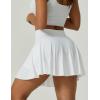 imageAJISAI Seamless Tennis Skirt for Women Pleated Athletic Skirts with Shorts Pockets High Waisted Golf Skort for WorkoutWhite