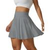 imageAJISAI Seamless Tennis Skirt for Women Pleated Athletic Skirts with Shorts Pockets High Waisted Golf Skort for WorkoutGrey