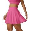 imageAJISAI Seamless Tennis Skirt for Women Pleated Athletic Skirts with Shorts Pockets High Waisted Golf Skort for WorkoutPink