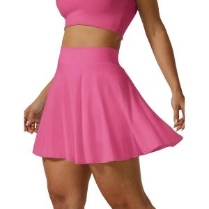 imageAJISAI Seamless Tennis Skirt for Women Pleated Athletic Skirts with Shorts Pockets High Waisted Golf Skort for WorkoutPink