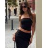 image2 Pack Womens Lined Tube Tops Going Out Crop Tops Strapless Tank Summer Black Cream M