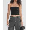 image2 Pack Womens Lined Tube Tops Going Out Crop Tops Strapless Tank Summer Black Cream M