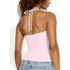 imageAJISAI Womens Adjustable Halter Tie Tank Top 2025 Y2K Double Lined Side Split Backless Camisole Pink M