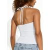 imageAJISAI Womens Adjustable Halter Tie Tank Top 2025 Y2K Double Lined Side Split Backless Camisole White L