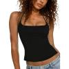 imageAJISAI Womens Adjustable Halter Tie Tank Top 2025 Y2K Double Lined Side Split Backless Camisole Black S