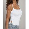imageAJISAI Womens Adjustable Halter Tie Tank Top 2025 Y2K Double Lined Side Split Backless Camisole White M
