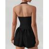imageAJISAI Halter Athletic Romper with Shorts Workout Outfits with Pockets Casual One Piece Jumpsuits for Women 2025Ablack