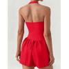 imageAJISAI Halter Athletic Romper with Shorts Workout Outfits with Pockets Casual One Piece Jumpsuits for Women 2025Classic Red
