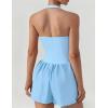 imageAJISAI Halter Athletic Romper with Shorts Workout Outfits with Pockets Casual One Piece Jumpsuits for Women 2025Sky Blue