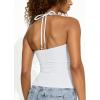 imageAJISAI Womens Adjustable Halter Tie Tank Top 2025 Y2K Double Lined Side Split Backless CamisoleAwhite