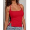imageAJISAI Womens Adjustable Halter Tie Tank Top 2025 Y2K Double Lined Side Split Backless CamisoleHot Red