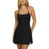 imageAJISAI Halter Tie Athletic Dress with Shorts Tennis Dresses Workout Golf Skort for Women 2025Active Black