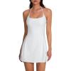 imageAJISAI Halter Tie Athletic Dress with Shorts Tennis Dresses Workout Golf Skort for Women 2025Active White