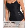 imageAJISAI Women One Piece Tummy Control Swimsuit Slimming Ruched Backless Bathing Suit Padded SwimwearBlack