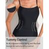 imageAJISAI Women One Piece Tummy Control Swimsuit Slimming Ruched Backless Bathing Suit Padded SwimwearBlack Detail
