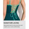 imageAJISAI Women One Piece Tummy Control Swimsuit Slimming Ruched Backless Bathing Suit Padded SwimwearGreen