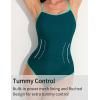 imageAJISAI Women One Piece Tummy Control Swimsuit Slimming Ruched Backless Bathing Suit Padded SwimwearGreen