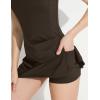 imageAJISAI Halter Tie Athletic Dress with Shorts Tennis Dresses Workout Golf Skort with Pocket for Women 2025Dark Brown