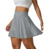 imageAJISAI Seamless Tennis Skirt for Women Pleated Athletic Skirts with Shorts Pockets High Waisted Golf Skort for WorkoutGrey