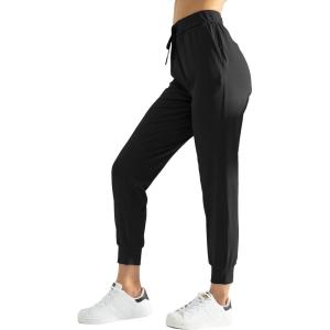 imageAJISAI Womens Joggers Pants Drawstring Running Sweatpants with Pockets Lounge WearBlack