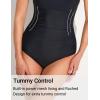 imageAJISAI One Piece Swimsuit for Women 2025 Tummy Control Slimming Bathing Suit AdjustableBlack White