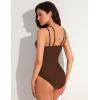 imageAJISAI One Piece Swimsuit for Women 2025 Tummy Control Slimming Bathing Suit AdjustableBrown