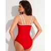 imageAJISAI One Piece Swimsuit for Women 2025 Tummy Control Slimming Bathing Suit AdjustableRed White