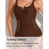 imageAJISAI One Piece Swimsuit for Women 2026 Tummy Control Slimming Bathing Suit AdjustableBrown