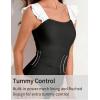 imageAJISAI One Piece Swimsuit for Women Ruffle Tummy Control Ruched Bathing Suit Backless Padded SwimwearBlack White