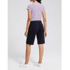 imageAJISAI Womens 912 High Waisted Bermuda Shorts with Zippered Pockets Knee Length Long Shorts for Women Workout AthleticBlack