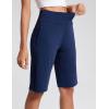 imageAJISAI Womens 912 High Waisted Bermuda Shorts with Zippered Pockets Knee Length Long Shorts for Women Workout AthleticDark Blue