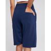 imageAJISAI Womens 912 High Waisted Bermuda Shorts with Zippered Pockets Knee Length Long Shorts for Women Workout AthleticDark Blue