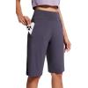 imageAJISAI Womens 912 High Waisted Bermuda Shorts with Zippered Pockets Knee Length Long Shorts for Women Workout AthleticDark Grey