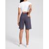 imageAJISAI Womens 912 High Waisted Bermuda Shorts with Zippered Pockets Knee Length Long Shorts for Women Workout AthleticDark Grey