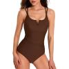 imageAJISAI One Piece Swimsuit for Women 2025 Tummy Control Slimming Bathing Suit AdjustableBrown