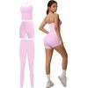 imageWomen 3 Piece Workout Sets Padded Tank Top Sports Bra Matching High Waist Biker Shorts amp Gym Yoga LeggingsPink